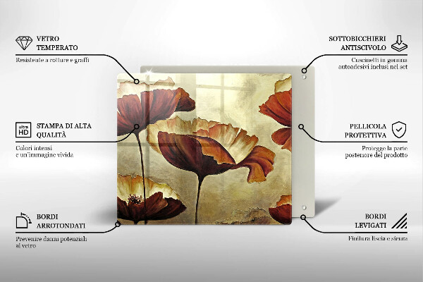 Płyta ochronna na kuchenkę Malowane boho kwiaty