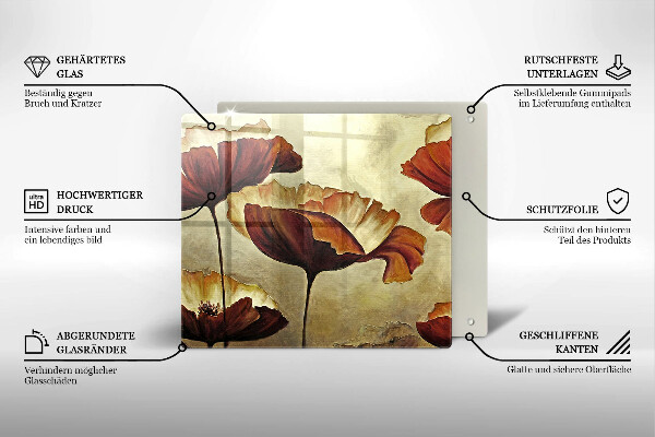 Płyta ochronna na kuchenkę Malowane boho kwiaty