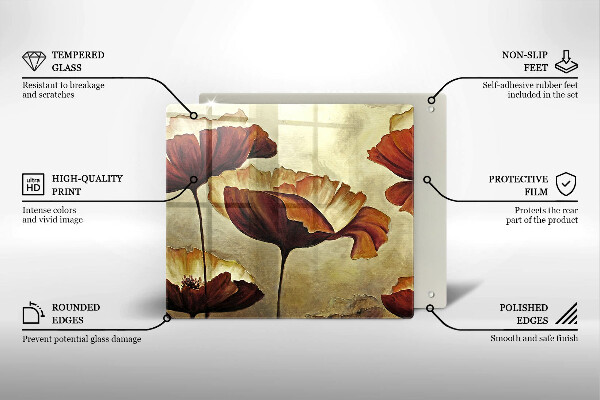 Płyta ochronna na kuchenkę Malowane boho kwiaty