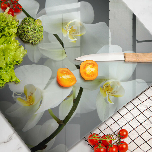 Osłona ściany przy kuchence gazowej Kwiaty biała orchidea