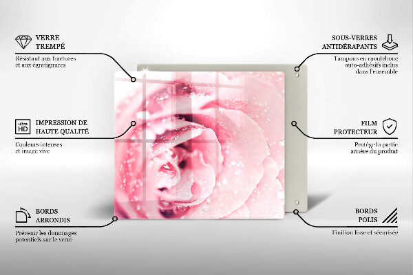 Osłona blatu kuchennego Krople rosy i kwiat róży