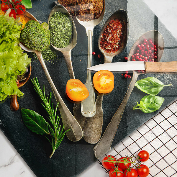 Osłona ściany przy kuchence gazowej Kuchenne łyżki przyprawy