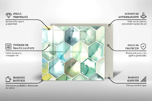 Osłona ściany przy kuchence gazowej Akwarelowe heksagony