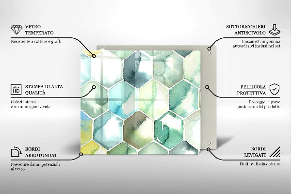 Osłona ściany przy kuchence gazowej Akwarelowe heksagony