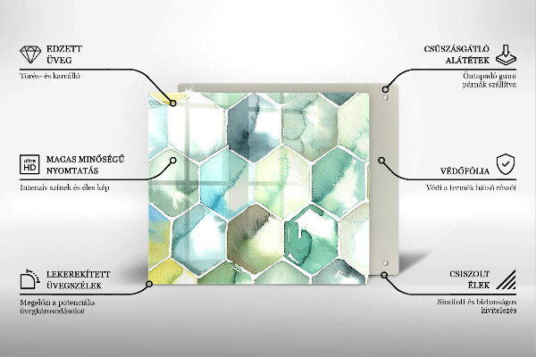 Osłona ściany przy kuchence gazowej Akwarelowe heksagony