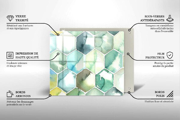 Osłona ściany przy kuchence gazowej Akwarelowe heksagony
