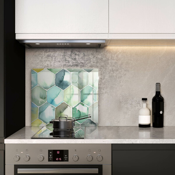 Osłona ściany przy kuchence gazowej Akwarelowe heksagony