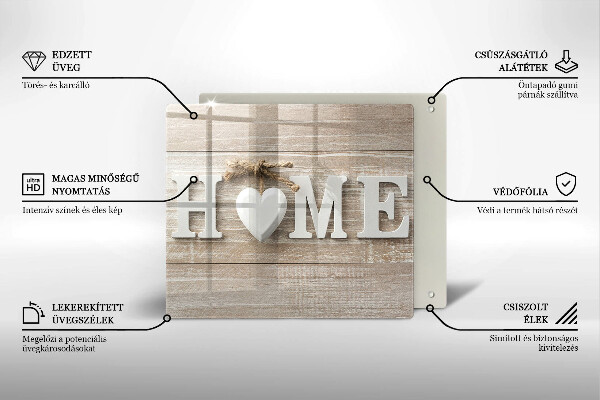Osłona ściany przy kuchence gazowej Deski i napis Home