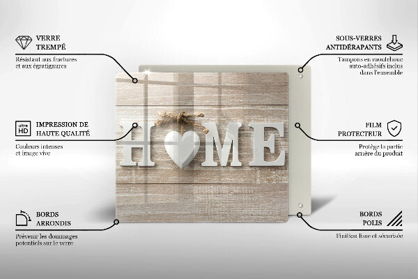 Osłona ściany przy kuchence gazowej Deski i napis Home