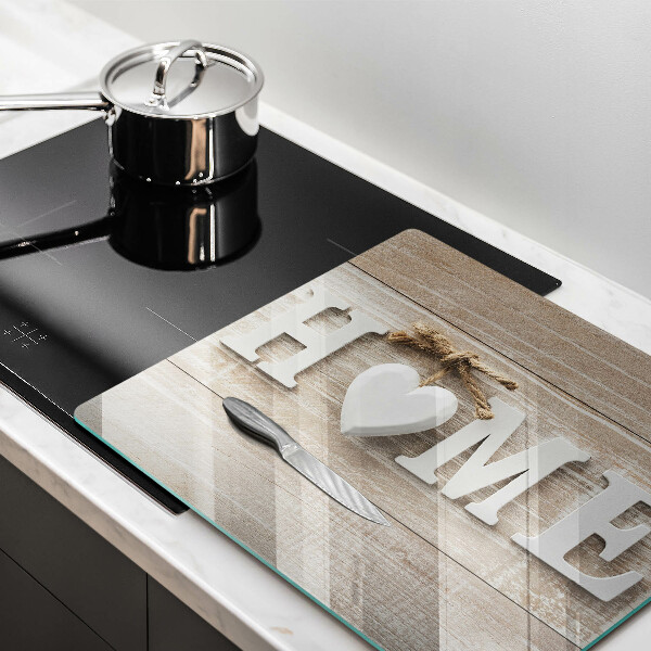 Osłona ściany przy kuchence gazowej Deski i napis Home