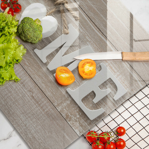 Osłona ściany przy kuchence gazowej Deski i napis Home