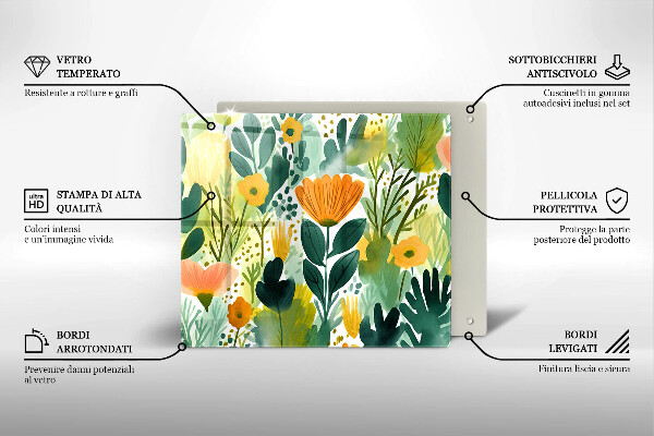 Osłona ściany przy kuchence gazowej Malowane kwiaty