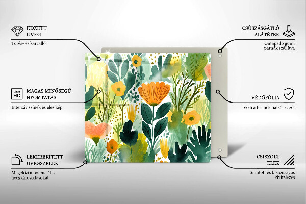 Osłona ściany przy kuchence gazowej Malowane kwiaty