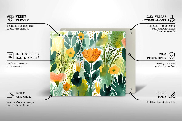 Osłona ściany przy kuchence gazowej Malowane kwiaty