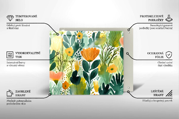 Osłona ściany przy kuchence gazowej Malowane kwiaty