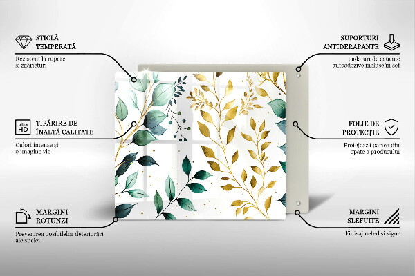 Osłona ściany przy kuchence gazowej Zielone i złote liście