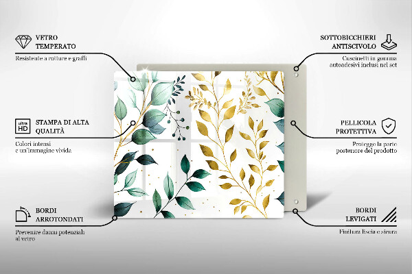 Osłona ściany przy kuchence gazowej Zielone i złote liście