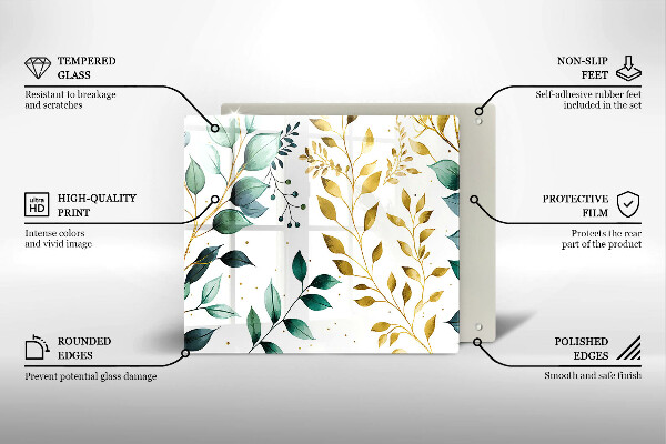 Osłona ściany przy kuchence gazowej Zielone i złote liście