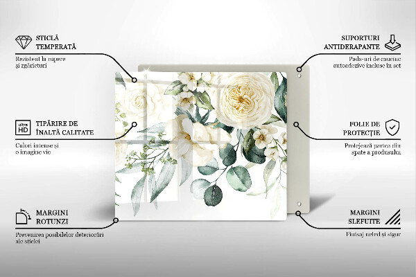 Osłona ściany przy kuchence gazowej Akwarelowe kwiaty