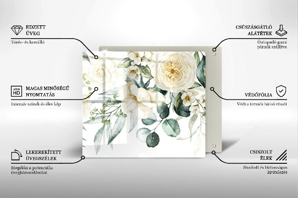 Osłona ściany przy kuchence gazowej Akwarelowe kwiaty