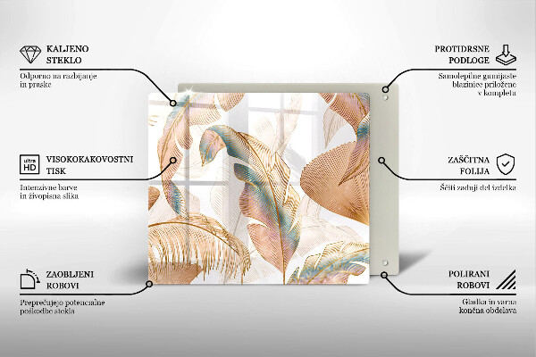 Osłona ściany przy kuchence gazowej Boho pióra i liście