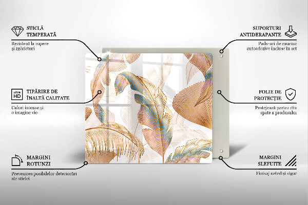 Osłona ściany przy kuchence gazowej Boho pióra i liście