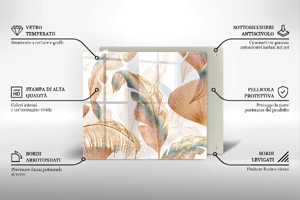 Osłona ściany przy kuchence gazowej Boho pióra i liście