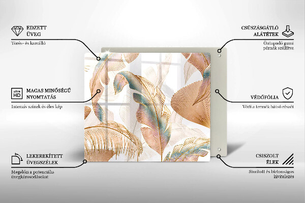 Osłona ściany przy kuchence gazowej Boho pióra i liście