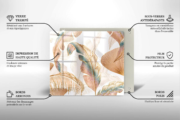 Osłona ściany przy kuchence gazowej Boho pióra i liście