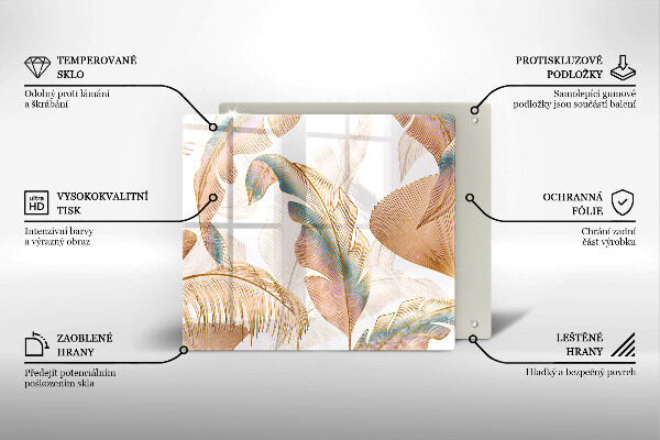 Osłona ściany przy kuchence gazowej Boho pióra i liście