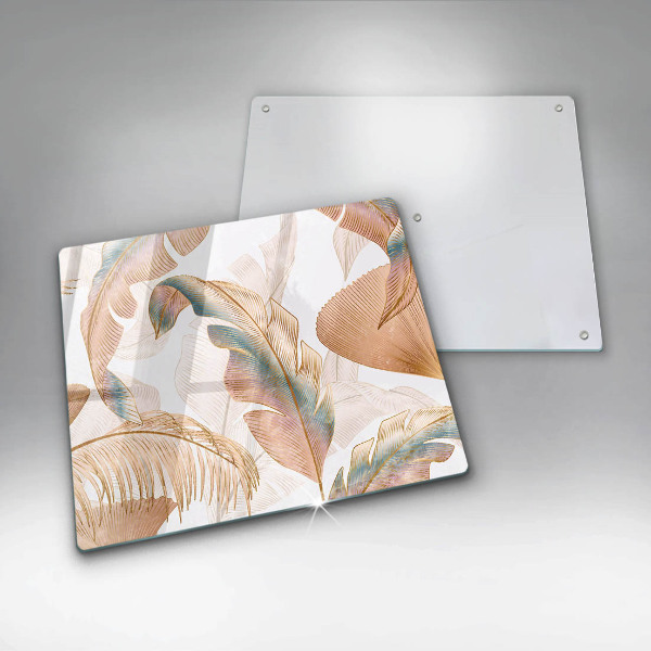 Osłona ściany przy kuchence gazowej Boho pióra i liście