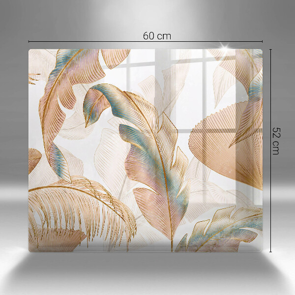 Osłona ściany przy kuchence gazowej Boho pióra i liście