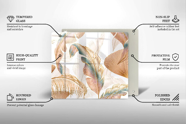 Osłona ściany przy kuchence gazowej Boho pióra i liście