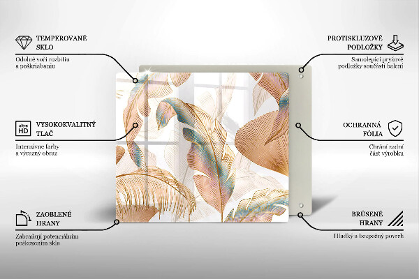 Osłona ściany przy kuchence gazowej Boho pióra i liście