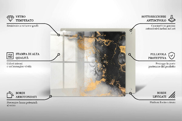 Osłona ściany przy kuchence gazowej Abstrakcja ze złotem