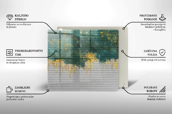 Osłona ściany przy kuchence gazowej Abstrakcja ze złotem