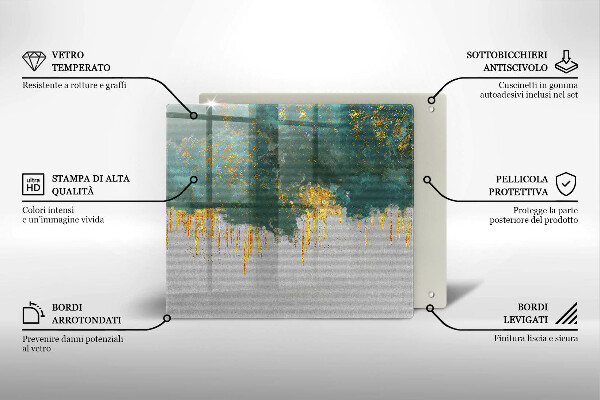 Osłona ściany przy kuchence gazowej Abstrakcja ze złotem