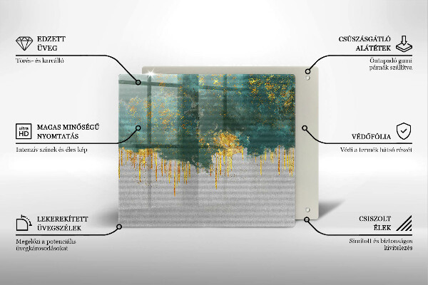 Osłona ściany przy kuchence gazowej Abstrakcja ze złotem