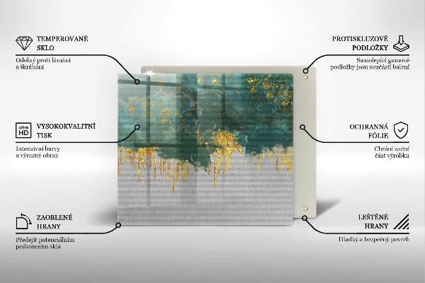 Osłona ściany przy kuchence gazowej Abstrakcja ze złotem