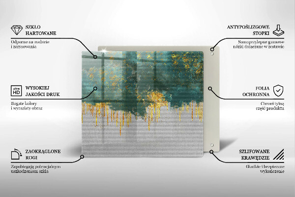 Osłona ściany przy kuchence gazowej Abstrakcja ze złotem