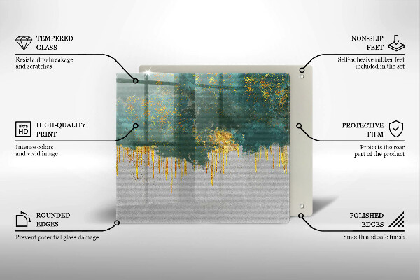 Osłona ściany przy kuchence gazowej Abstrakcja ze złotem