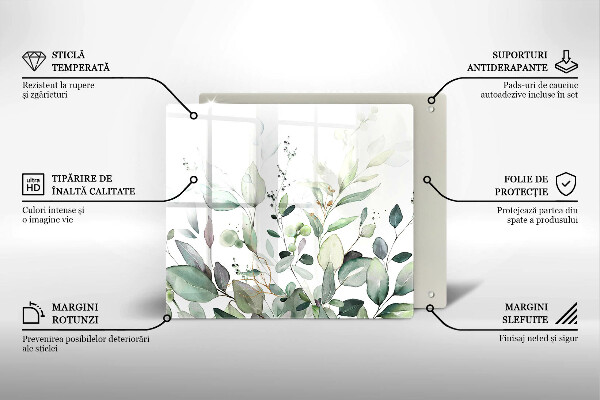 Osłona ściany przy kuchence gazowej Akwarelowe rośliny