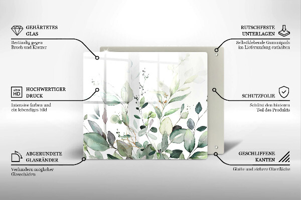 Osłona ściany przy kuchence gazowej Akwarelowe rośliny