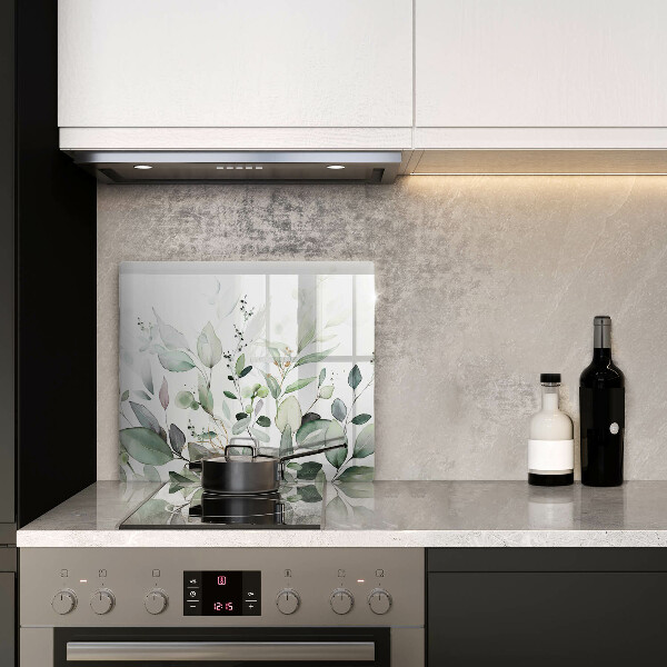 Osłona ściany przy kuchence gazowej Akwarelowe rośliny