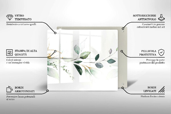 Osłona ściany przy kuchence gazowej Akwarelowe liście
