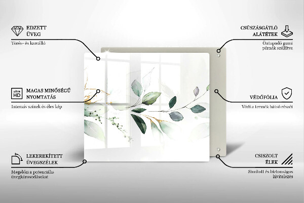 Osłona ściany przy kuchence gazowej Akwarelowe liście