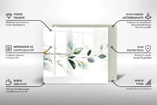 Osłona ściany przy kuchence gazowej Akwarelowe liście