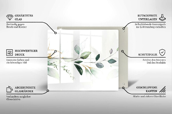 Osłona ściany przy kuchence gazowej Akwarelowe liście