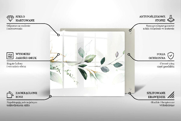 Osłona ściany przy kuchence gazowej Akwarelowe liście