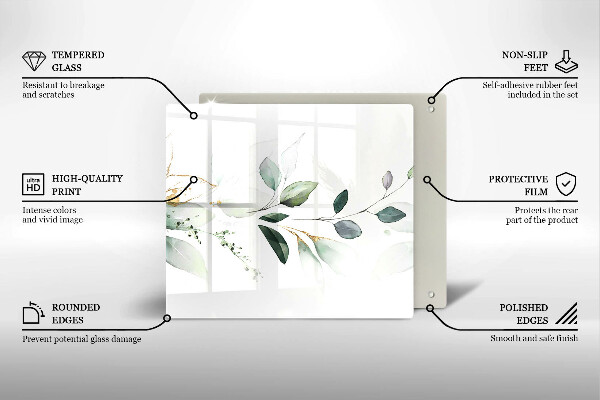 Osłona ściany przy kuchence gazowej Akwarelowe liście